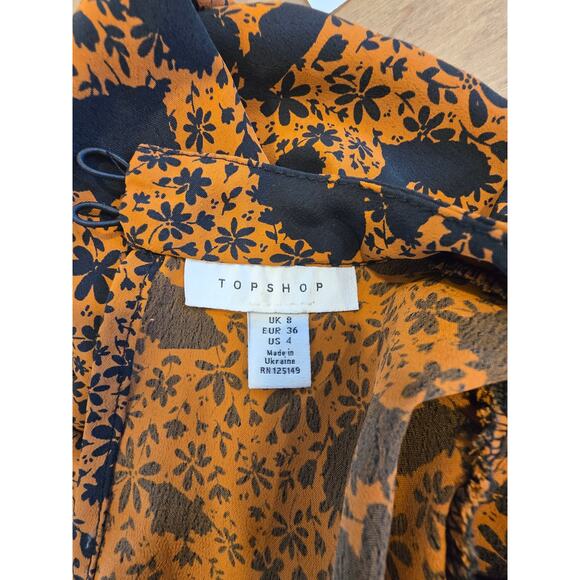 Top Shop Beautiful Orange and Black Blouse Size 8 Preloved - Picture 7 of 8